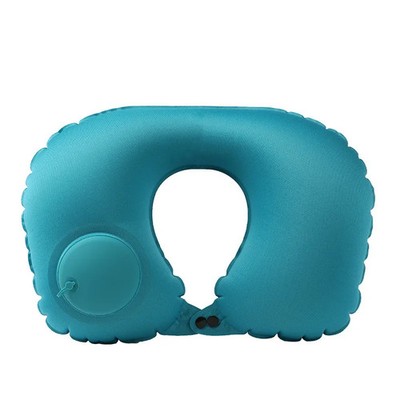 Portable Push-Inflatable U-Shaped Neck Pillow: Outdoor Travel Neck Support Pillo