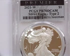 2021-W American Silver Eagle Proof PCGS PR70 DCAM Very Nice White coin, No Spots