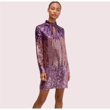 Kate Spade Sequin Mini Dress Womens 4 Shift Ombre Sparkly Mardi Gras Y2K Glam