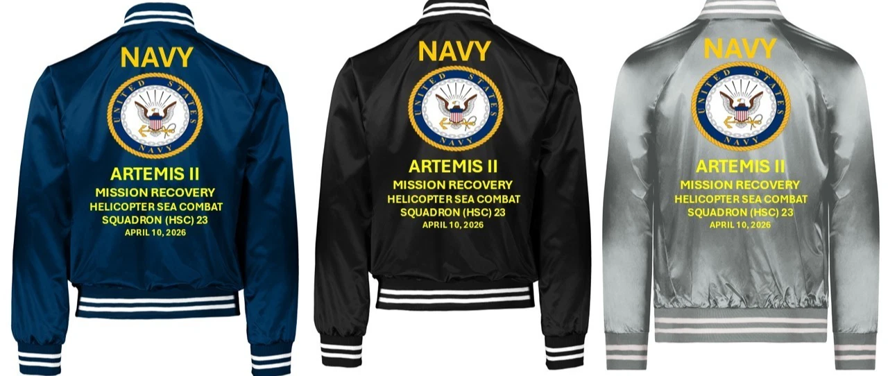 ARTEMIS II *HELICOPER SQUADRON HSC-23* VINYL*SATIN JACKET*NAVY OFFICIAL LICENSE