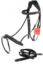 Horse English Padded Leather Raised Adjustable Padded Flash Bridle Reins