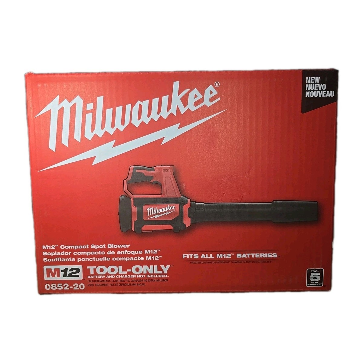 Milwaukee M12 Cordless Compact Spot Blower, Tool Only, 0852-20