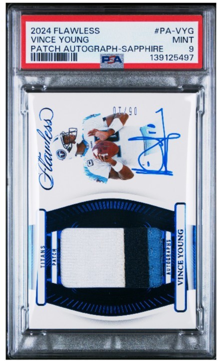 2024 Panini Flawless Vince Young Patch Auto Sapphire /10 PSA 9 Titans Tennessee
