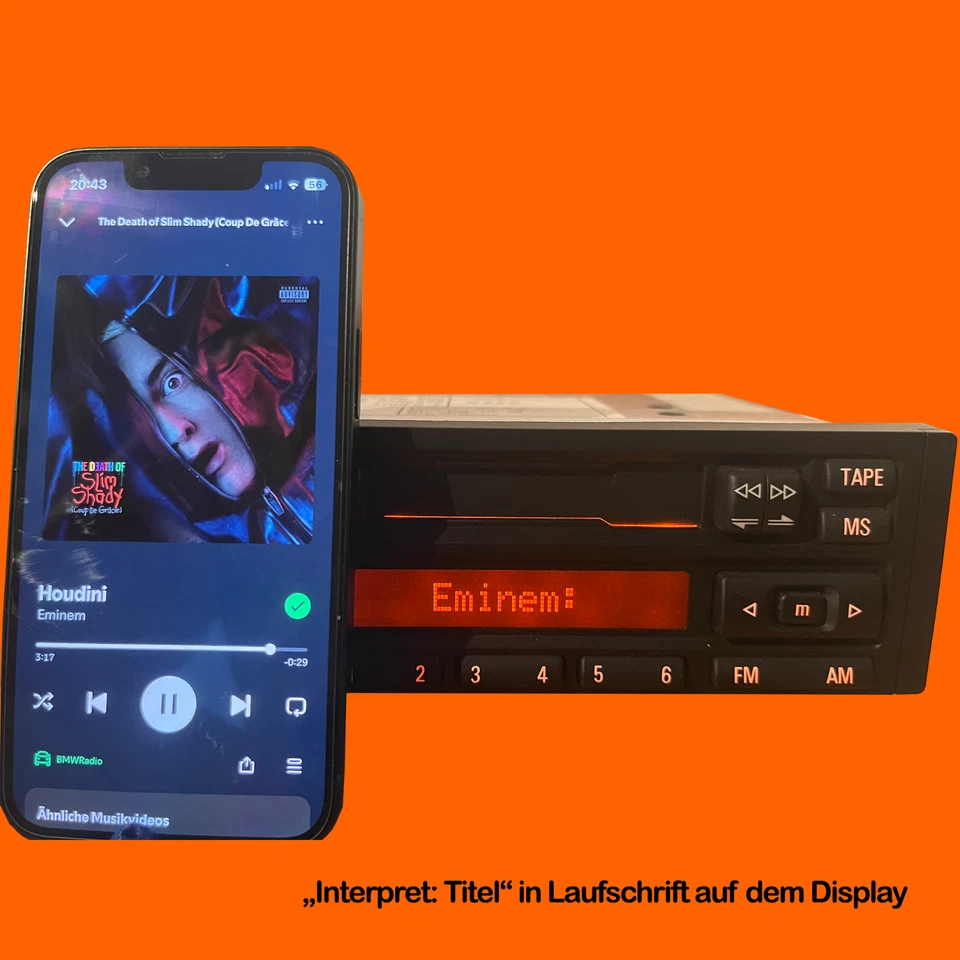 BMW Radio Reverse RDS mit Bluetooth+Freisprech(Songtitel im Display) E36 E30 usw - Bild 3 von 4