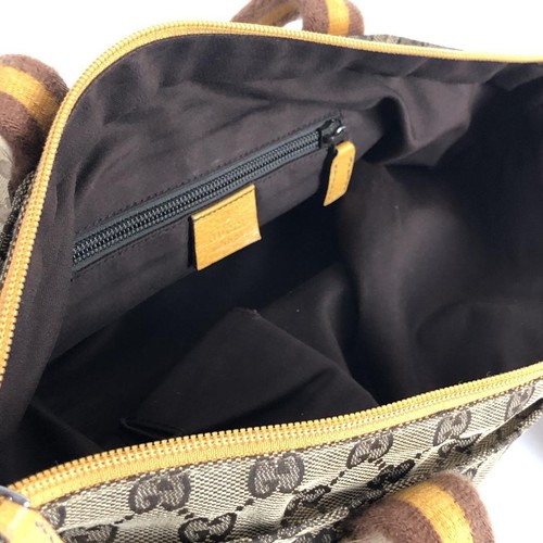 GUCCI Bolso de Mano Cartera GG Lona Línea Jerez Beige Amarillo Auténtico - Imagen 7 de 24