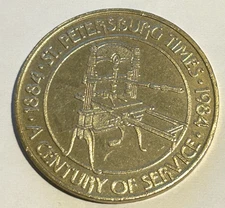 1984 Florida St. Petersburg Times Newspaper 100 Years Centennial Token Aluminum