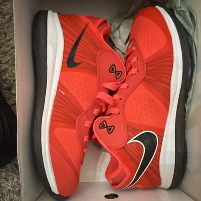 Nike LeBron 8 V/2 Solar Red Black White 456849-600 Low Top Basketball Sneaker