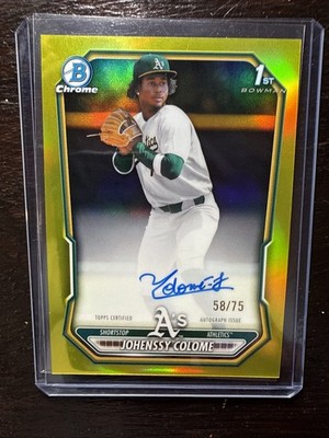 2026 Bowman Chrome Johenssy Colome 1st Auto Yellow /75 Athletics! Color Match!