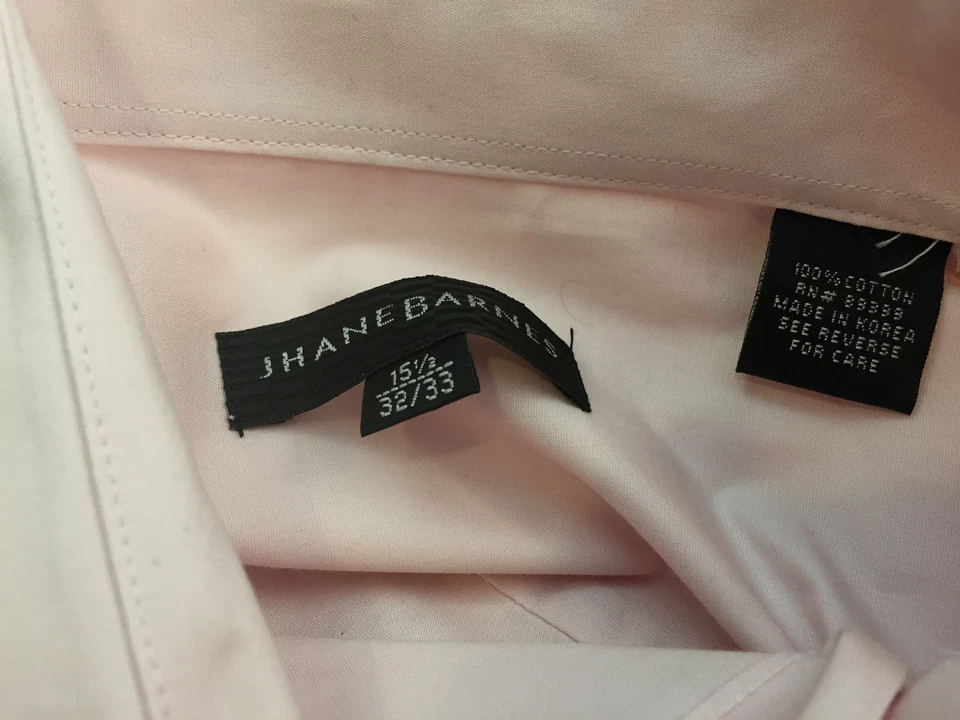 Camisa de vestir de manga larga de algodón rosa Jhane Barnes para hombre talla 15 1/2 32 33 Foto 4 de 4