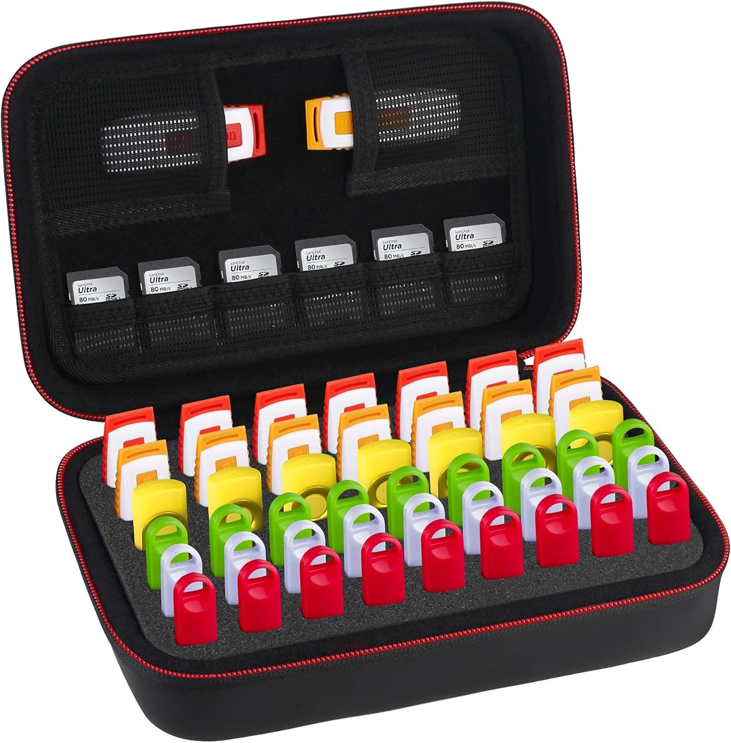 USB Flash Drive Case Organizer SD Card Thumb Drive Memory Card Holder 48 Slots-image