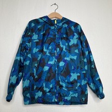 GYMBOREE Boys Blue Camo Hoodie Wind Breaker Lined Pockets Size S 5-6