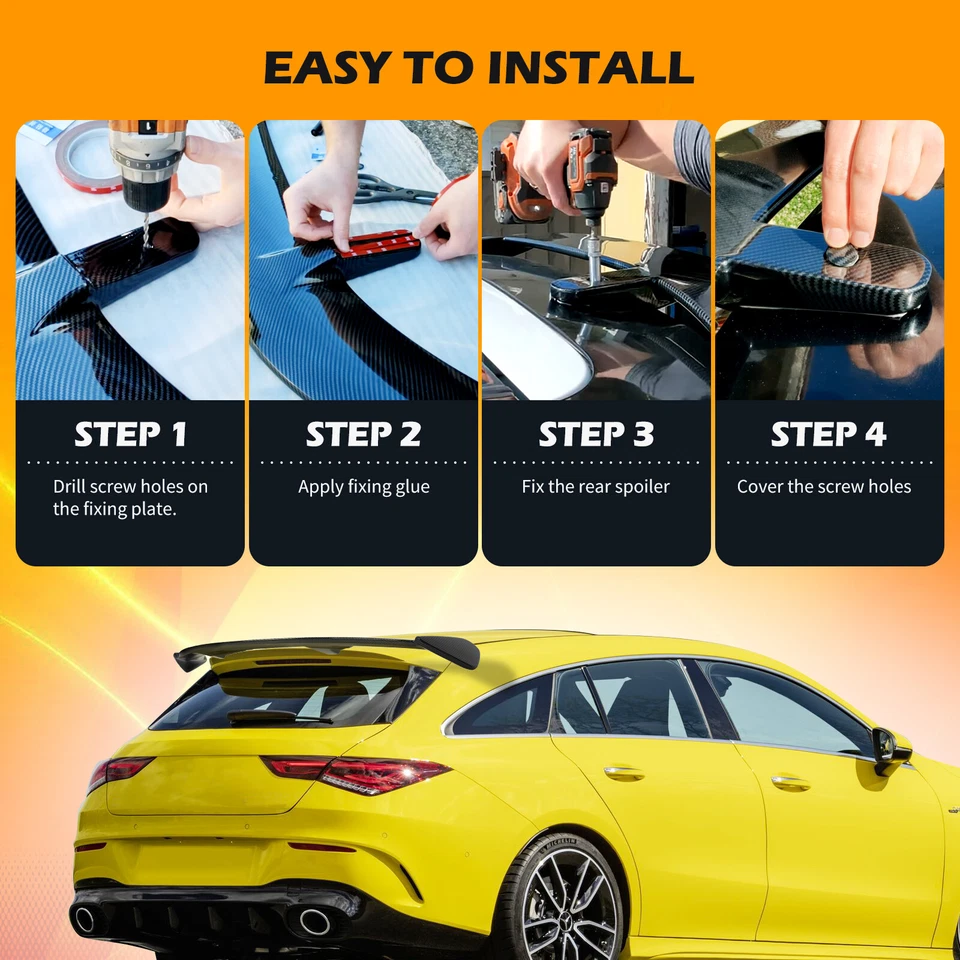 52'' Rear Trunk Window Roof Spoiler Wing Carbon Fiber For 2010-2016 Cadillac SRX Foto 2 de 4