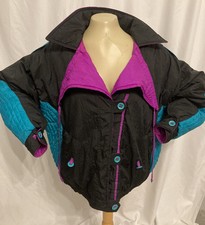 Vtg Gitano Color Block Ski Winter Jacket Coat Womens Large Puffy Puffer 1990s