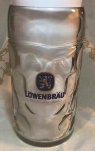 lowenbrau stein glass