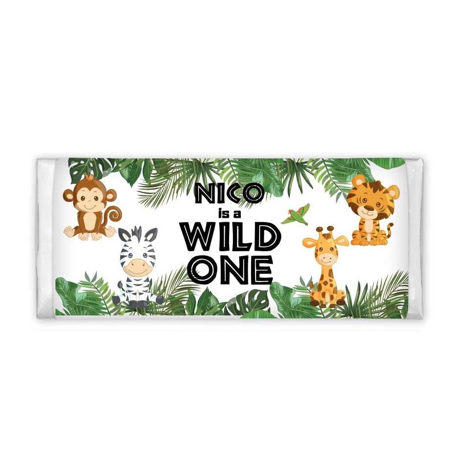 Etiqueta de barra de caramelo de chocolate Wild One Safari Foto 2 de 2