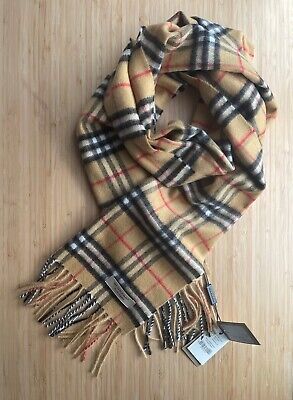 fattige himmelsk sympatisk NWT* BURBERRY Men/Women Signature Gauze Plaid Cashmere Antique Yellow Scarf  | eBay