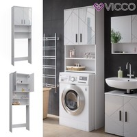 Waschmaschinenschrank Irma Weiß Hochglanz 64 X 191 Cm Badezimmer Vicco