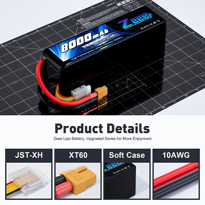 2x Zeee 22.2V 120C 6S LiPo Battery 8000mAh XT60 for RC Car Truck