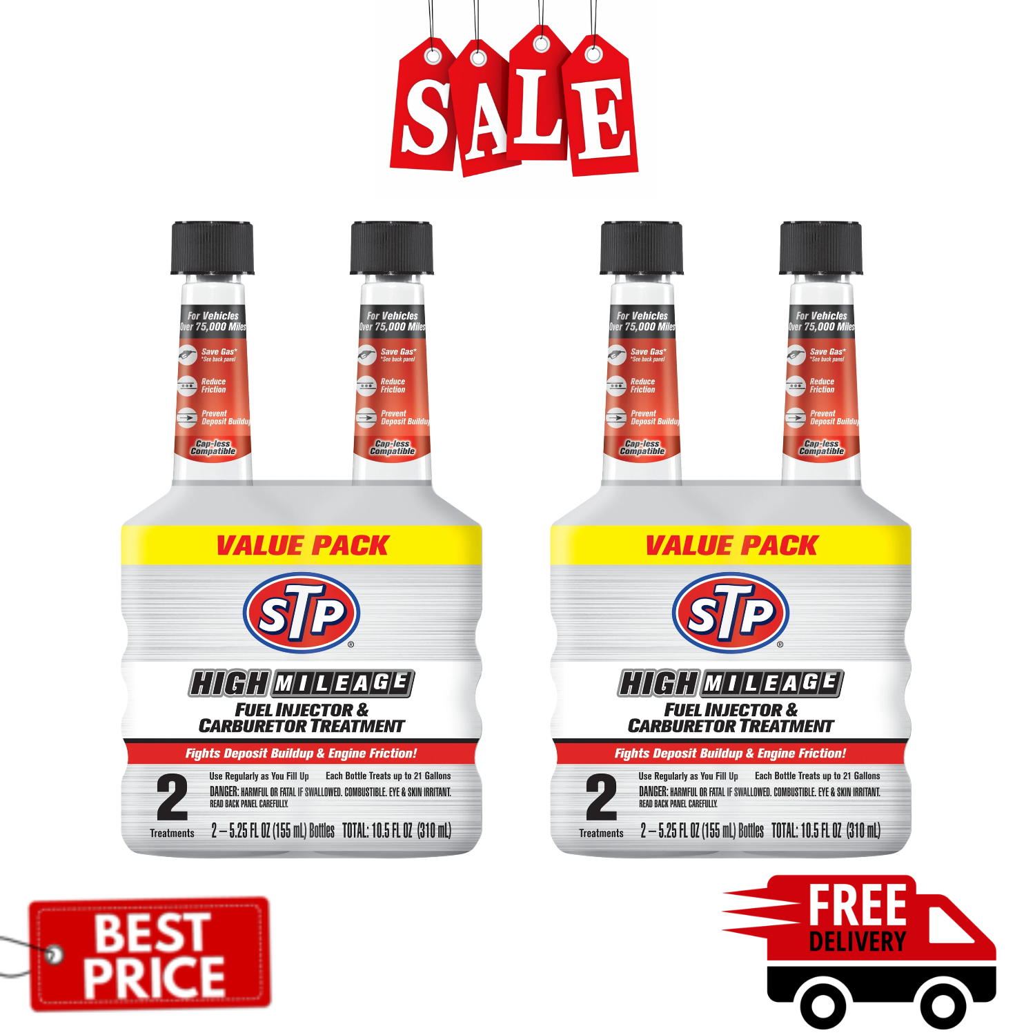 STP High Mileage Fuel Injector and Carburetor Cleaner 5.25 oz 4-Pack