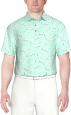 PGA TOUR Men Athletic fit Short Sleeve Polo Shirt  Blue Curacao  XLarge