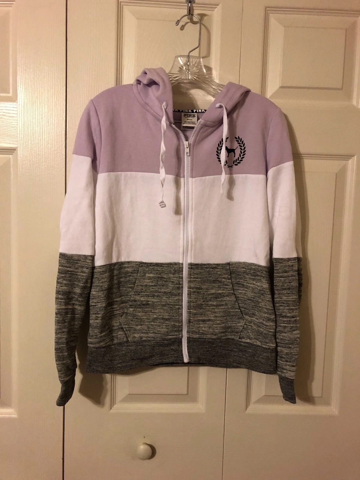 UNDERCOVER Felpa con cappuccio Victoria's Secret ROSA full zip viola colorblock M NUOVA