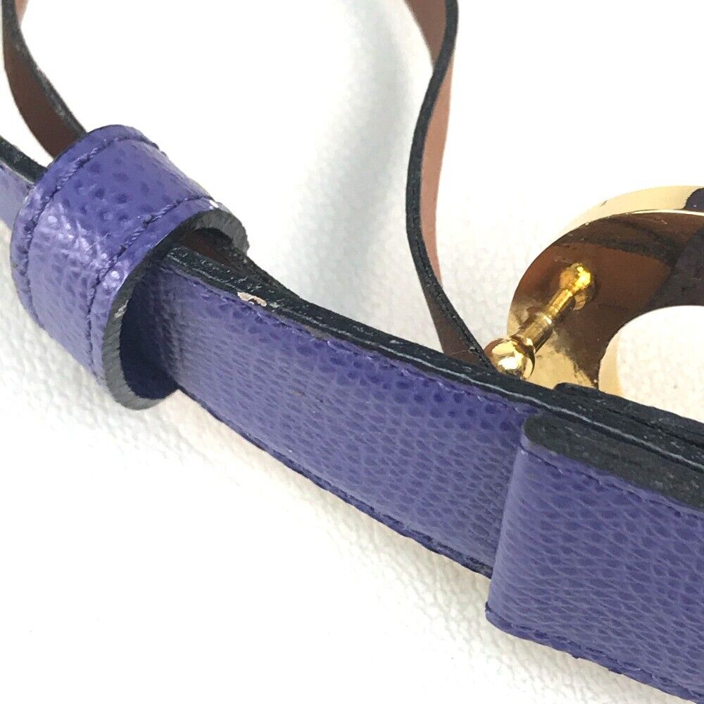 CELINE Vintage Old CELINE Circle logo buckle belt Leather Blue /  Brown/Gold