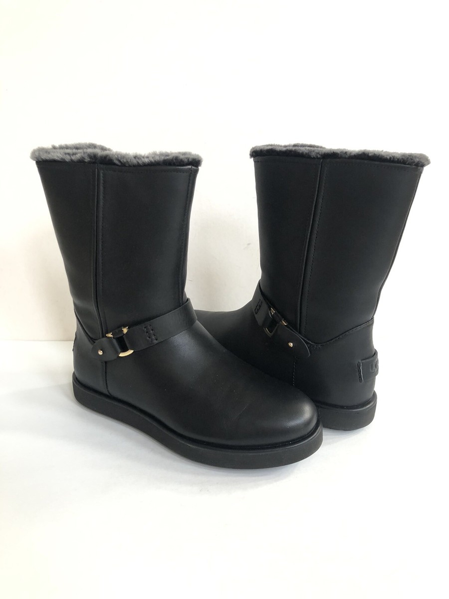 UGG CLASSIC SHORT BERGE BLACK WATERPROOF LEATHER Boot US EU 39 UK