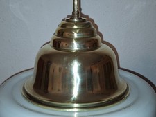 Deckenlampe, Glasschirm weiß um 1930, Durchmesser 30 cm, Höhe 64 cm