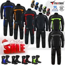 Motorcycle Suit Jacket Pants Gloves Boots Full Riding Racing Gear for Men CE UK
