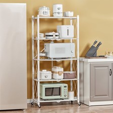 5 Tier Heavy Duty Foldable Storage Shelving Unit Home Kitchen Rack on Casters UK