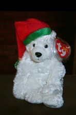 Ty Beanie Babies “Snowdrift” the Polar Bear w/ Santa Hat Holiday Christmas 2002