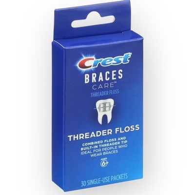 1 BOX Crest Braces Care Floss Threader (30) Packets per box Ages 6+ DISCONTINUED