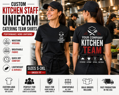 Kitchen Staff Dry Fit Shirt Custom Catering Team Performance Uniform Logo