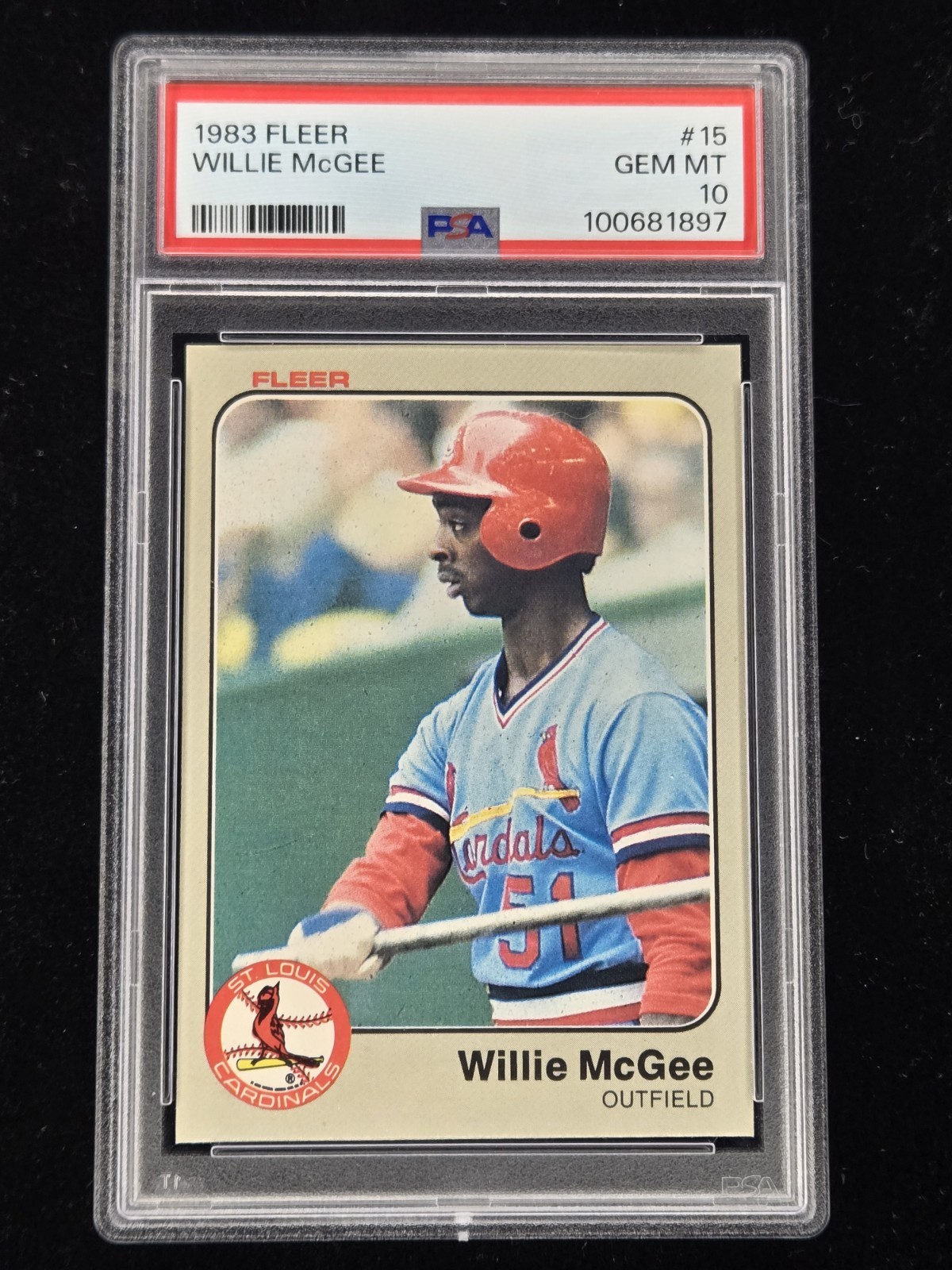 1983 Fleer MLB Baseball #15 Willie McGee RC Cardinals Rookie PSA 10 GEM MINT