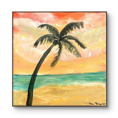 Mary Myers Original  Abstract Expressionist Palm tree  8x8 Canvas