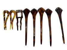 Vintage Hair Accessories 1980s Lot 10 Tortoiseshell Picks/ Rhinestones 6 /1/2 3"