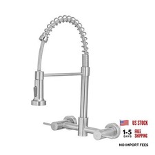 Wall Mount Kitchen Faucets, 8-Inch Center Wall Mount Kitchen Brushed Nickel