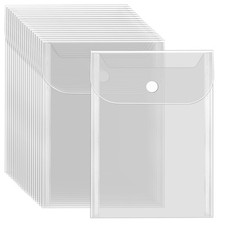 Vmiapxo 20 Pcs Small Plastic Envelopes with Snap 5" x 7", Transparent