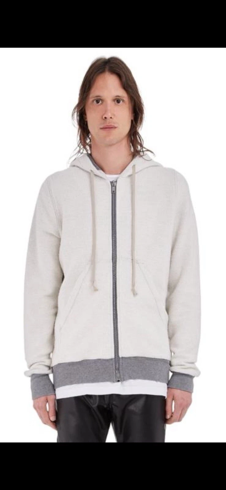 Felpa con cappuccio RICK OWENS DRKSHDW cotone zip reversibile Jason GRIGIO MELANGE BIANCO
