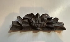 ANTIQUE PEDIMENT CARVED FURNITURE CENTER PIECE WOOD FLOWER BASKET