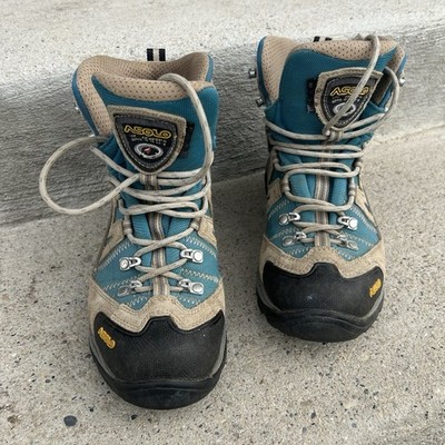 Asolo Women's Hiking Boots Beige Blue Gray Black US 6.5 Vibram Sole UK 5 EUR 38
