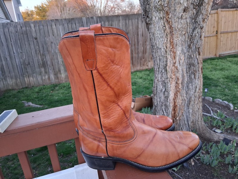 MENS  VINTAGE WOLVERINE MARBLED LEATHER RIDING COWBOY BOOTS  SZ 11 2E