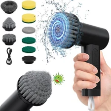 Electric Spin Scrubber Cordless, 8 Heads, Dual Speed for