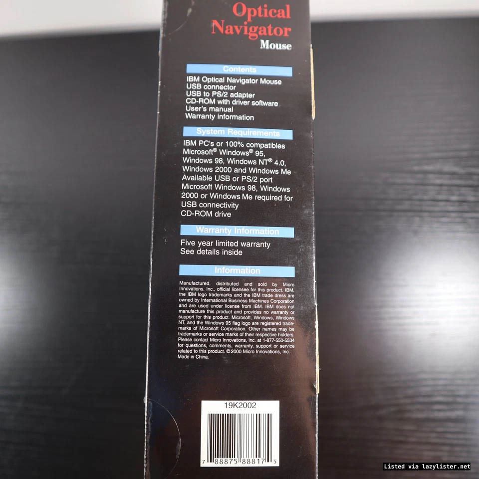 IBM Optical Navigator Mouse MO27FO w/ USB-PS2 Adapter & Mouse Suite CD - Image 4 of 4