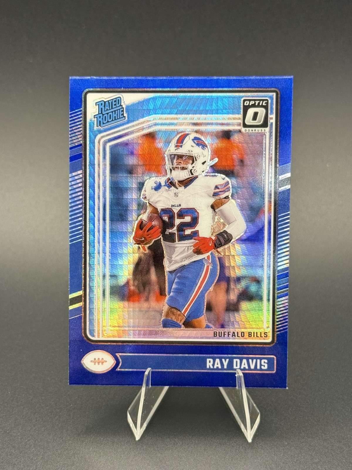 2024 Panini Donruss Optic - Rated Rookie Ray Davis #283 Blue Hyper Prizm (RC)