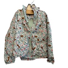 H M Girls Bunny Floral Jacket Ruffles 6x/7 Easter Spring Hooded Zip Coat Ruffles