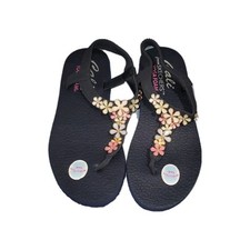 Skechers Meditation Glass Daisy Navy Multi Womens Slingback Sandals Size 8 25cm