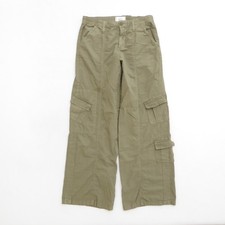 BDG Womens Y2K Cargo Pants Olive Green Wide Leg Cotton Elastic Waist Size Medium