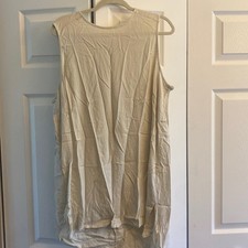 H by Halston Sleeveless Tunic Womens Size 20W Beige Linen Blend Zip Back Top