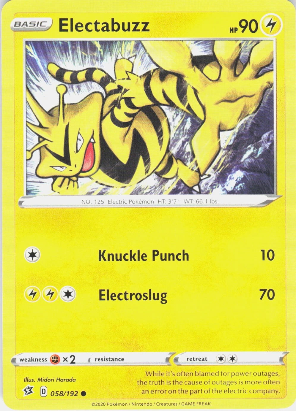 Electabuzz 058/192 Rebel Clash Common NM Pokemon TCG